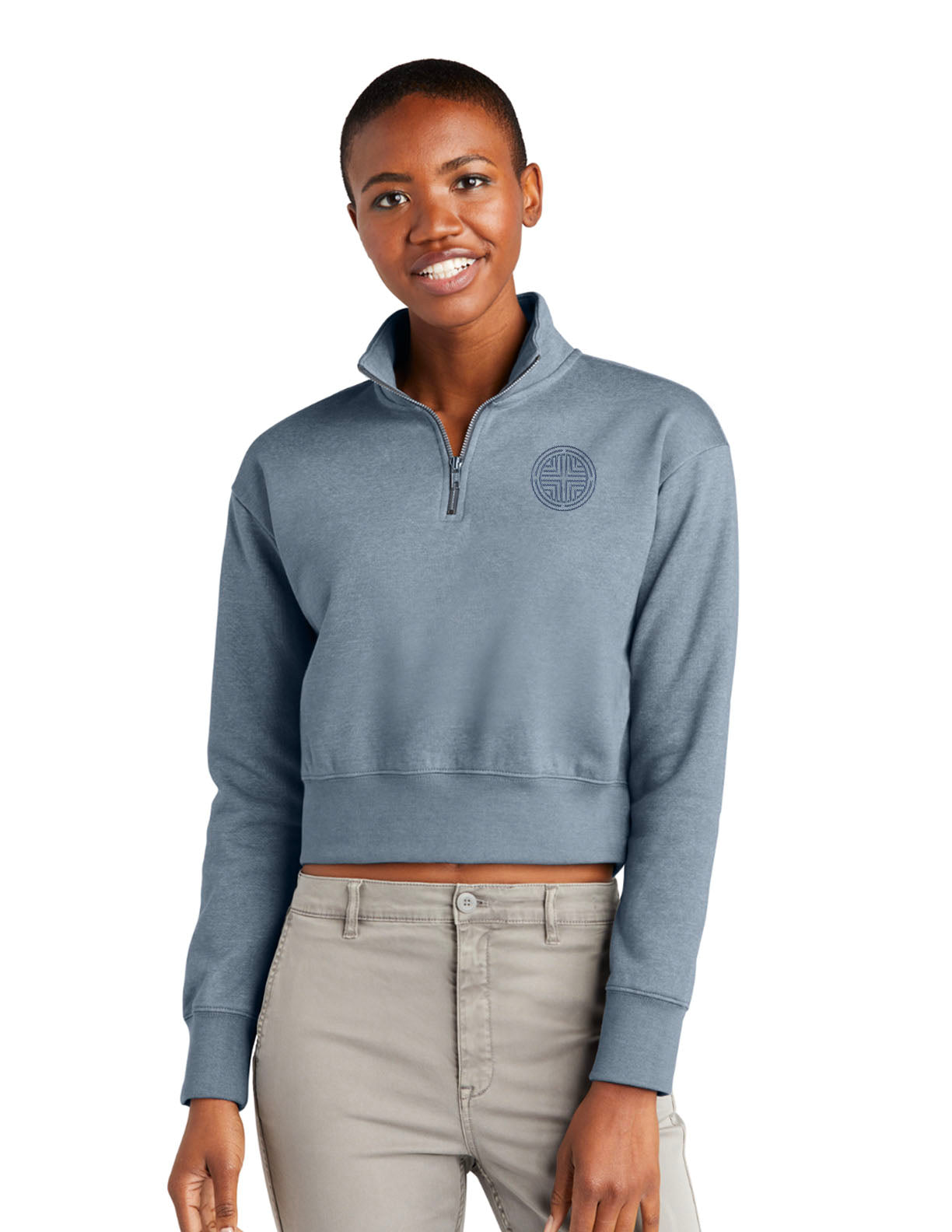 District® Ladies V.I.T.™ Fleece 1/2-Zip - Flint Blue Heather