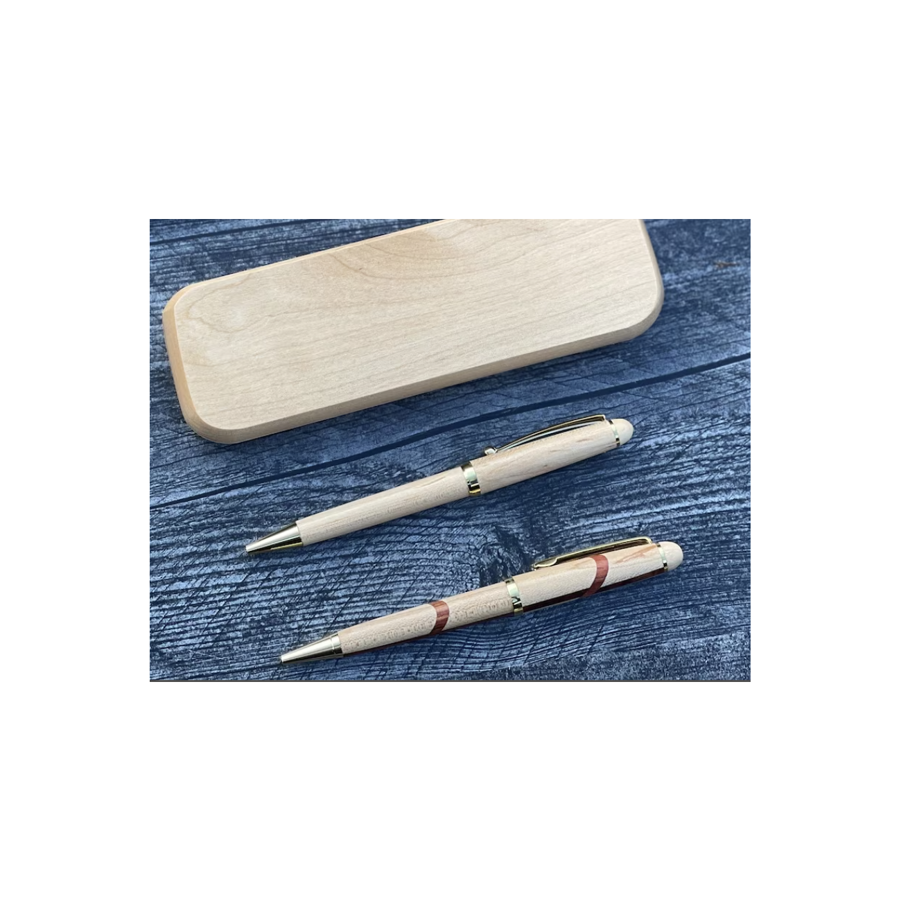 Maple Wooden Pen Case and Pen Set - Includes One Location Laser Engraving