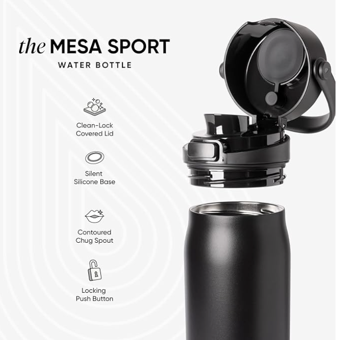 Simple Modern Mesa Sport Water Bottle with Covered Chug Lid | Midnight Black.  Please Choose your Preferred Logo Below ⬇️ Regular price
